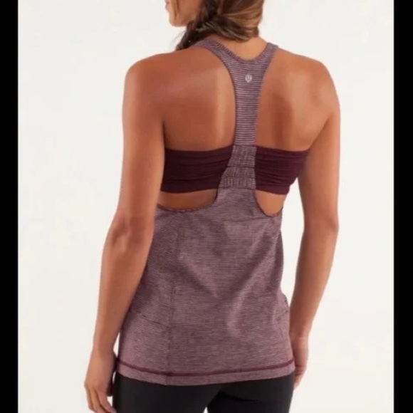 Lululemon Turbo Tank Tonka Stripe Bordeaux Drama Heathered - Picture 1 of 6